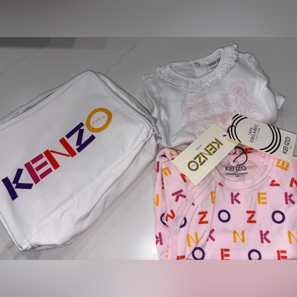 Kenzo Kids Pink and White Bodysuit Set